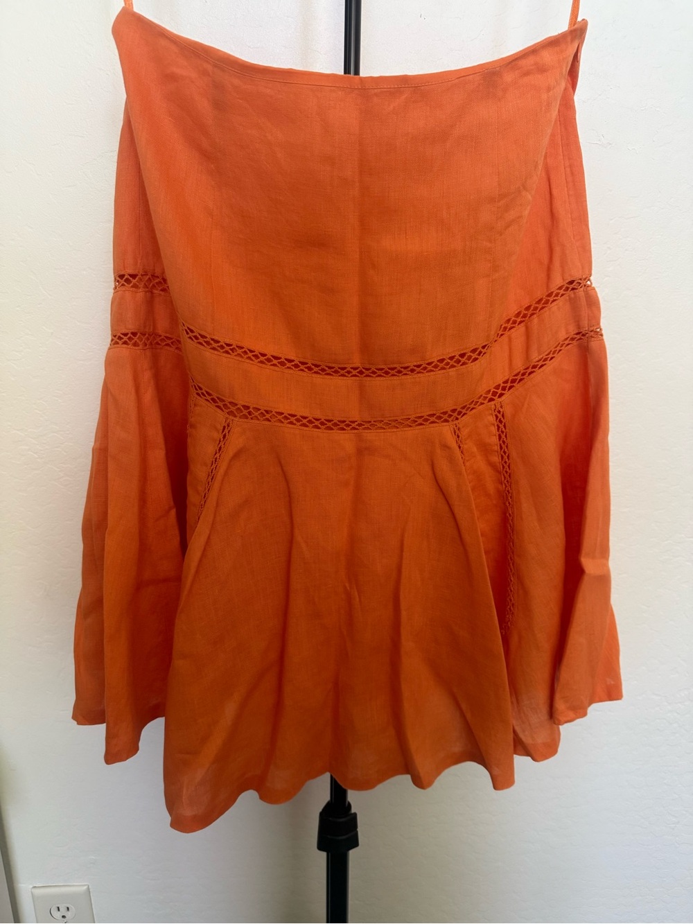 Lauren Ralph Lauren Linen Orange Flared Skirt Sz 6